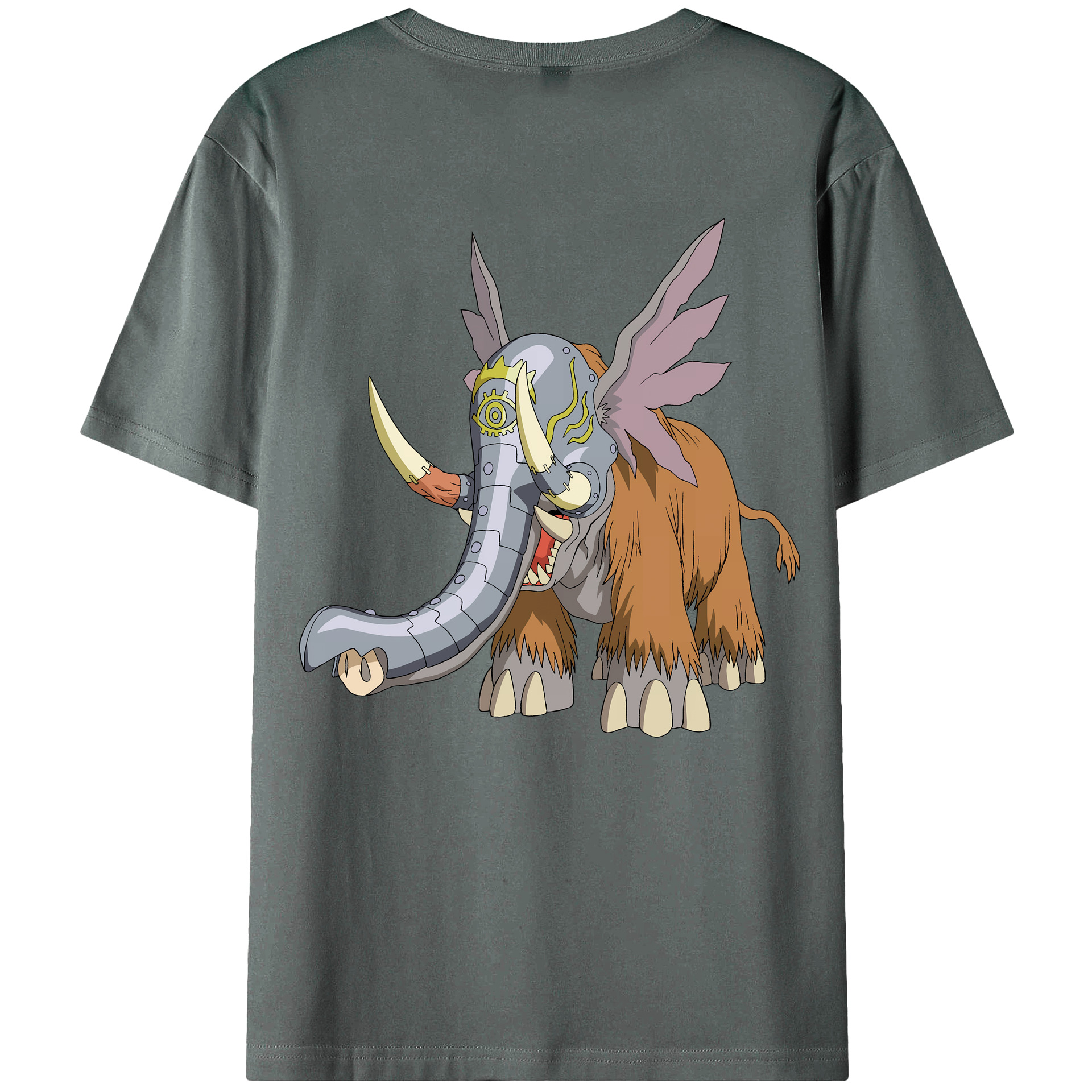 （画像用） Digimon デジタルモンスター/デジモン 綿100％ メンズ半袖Tシャツ（バックプリント） 通気性